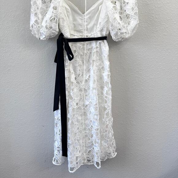 ANTHROPOLOGIE FOR LOVE AND LEMONS WHITE EMBROIDERED LACE MIDI DRESS Small - Picture 13 of 16